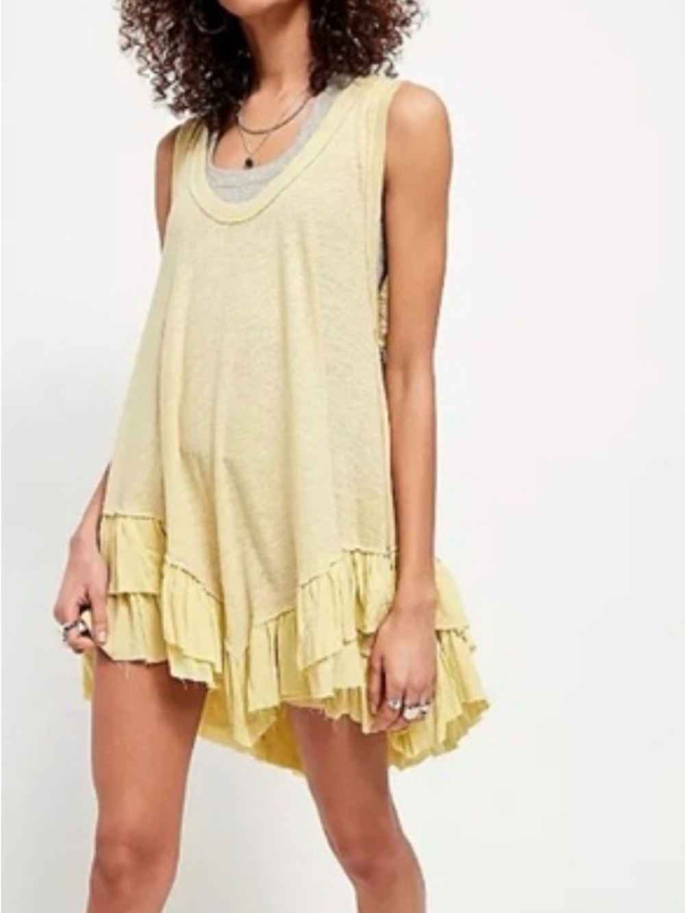 We The Free Pale Yellow Seam-Back Tunic Top